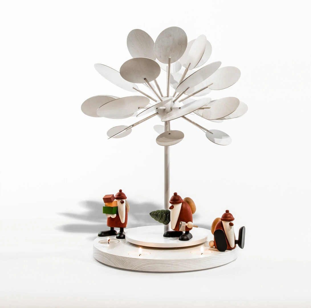 Mittlere Teelichtpyramide WinterZauber mit Weihnachtsmännern