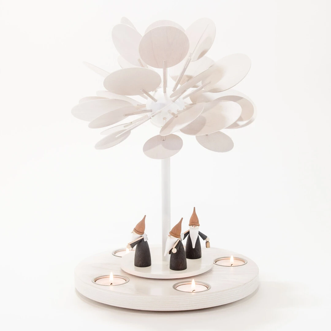 Kleine Teelichtpyramide Winterzauber für 5 Teelichter mit Bergwichteln